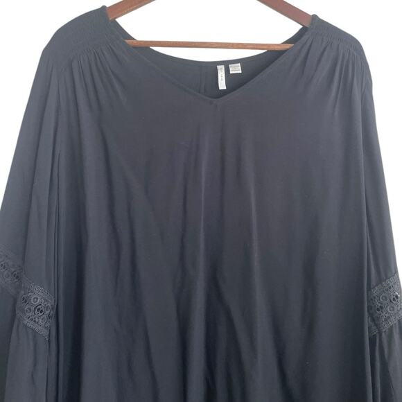 Cato Women Top 18/20 Black Rayon Crochet Inset Boho Witchy Whimsigoth‎ Hippie - Picture 12 of 13